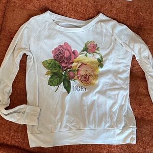 Obey rose graphic long sleeve tee